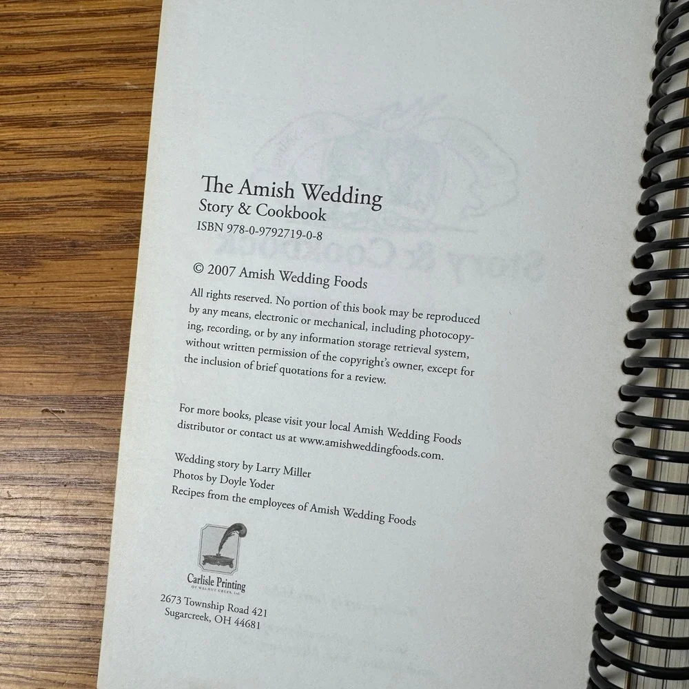 Amish‎ Wedding Story & Cookbook Larry Miller Doyle Yoder Spiral Bound